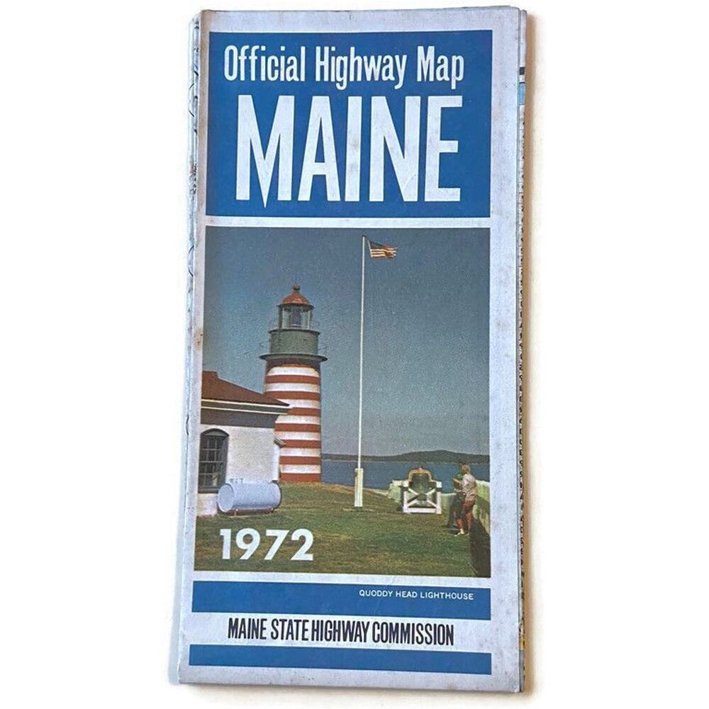 1972 Maine Highway Map Vintage Official Ephemera Distributed State Travel Guide
